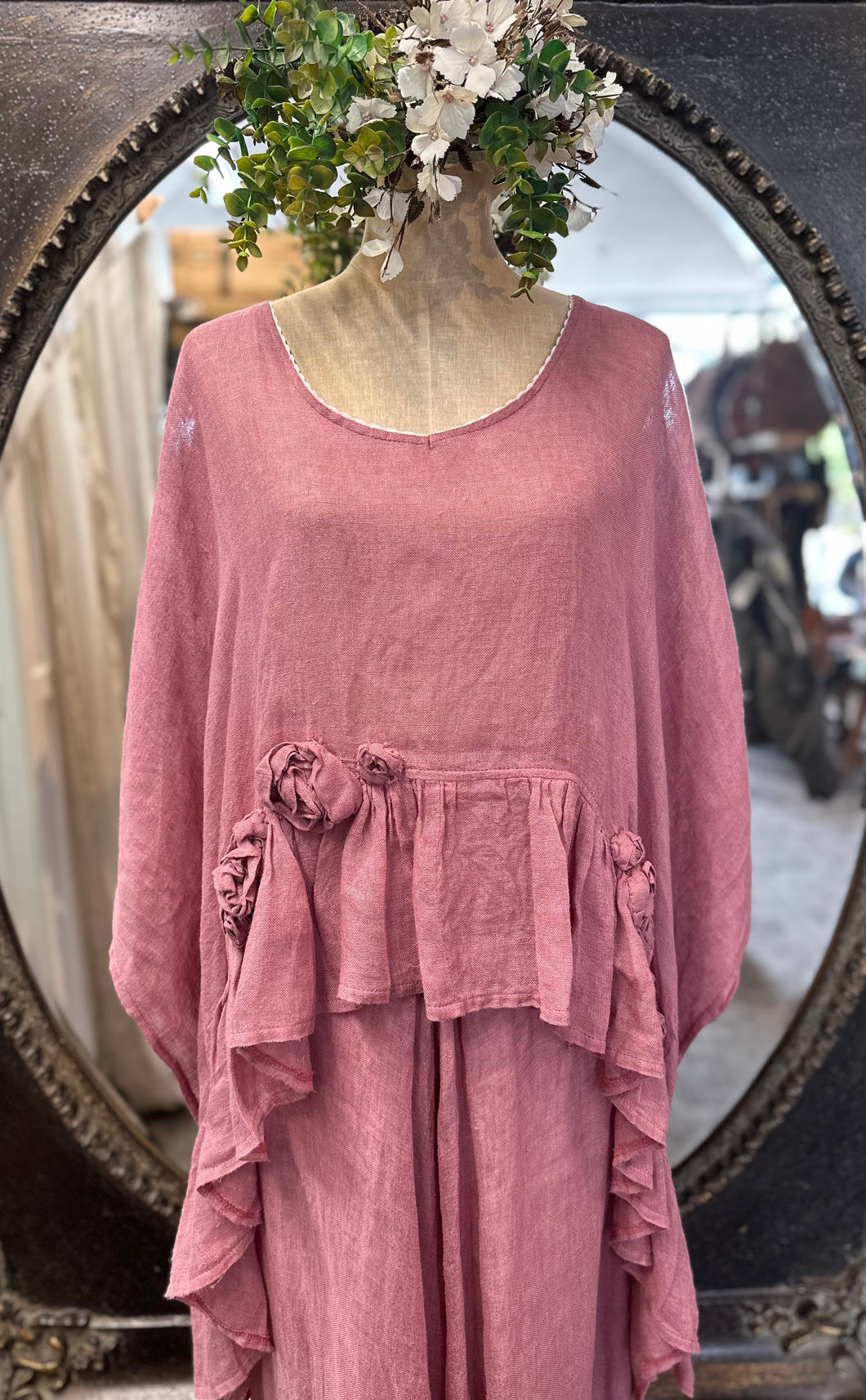 Eva Linen Top - ROSE