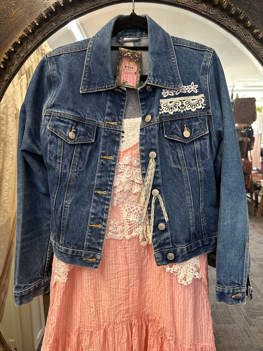 Lace denim jacket