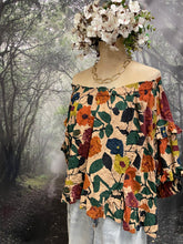 Load image into Gallery viewer, Latte floral Off the shoulder top
