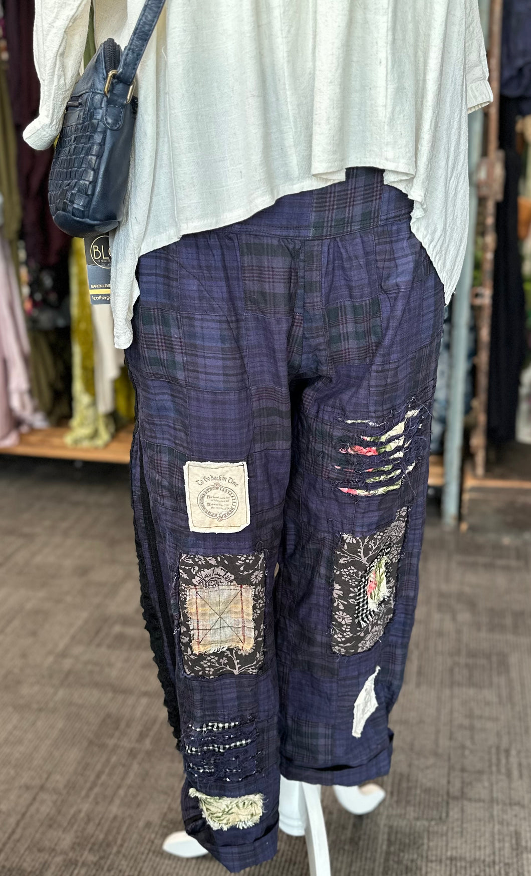 Patchwork Pants - NAVY