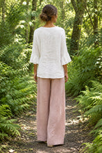 Load image into Gallery viewer, Roses Linen Top - CRISP WHITE
