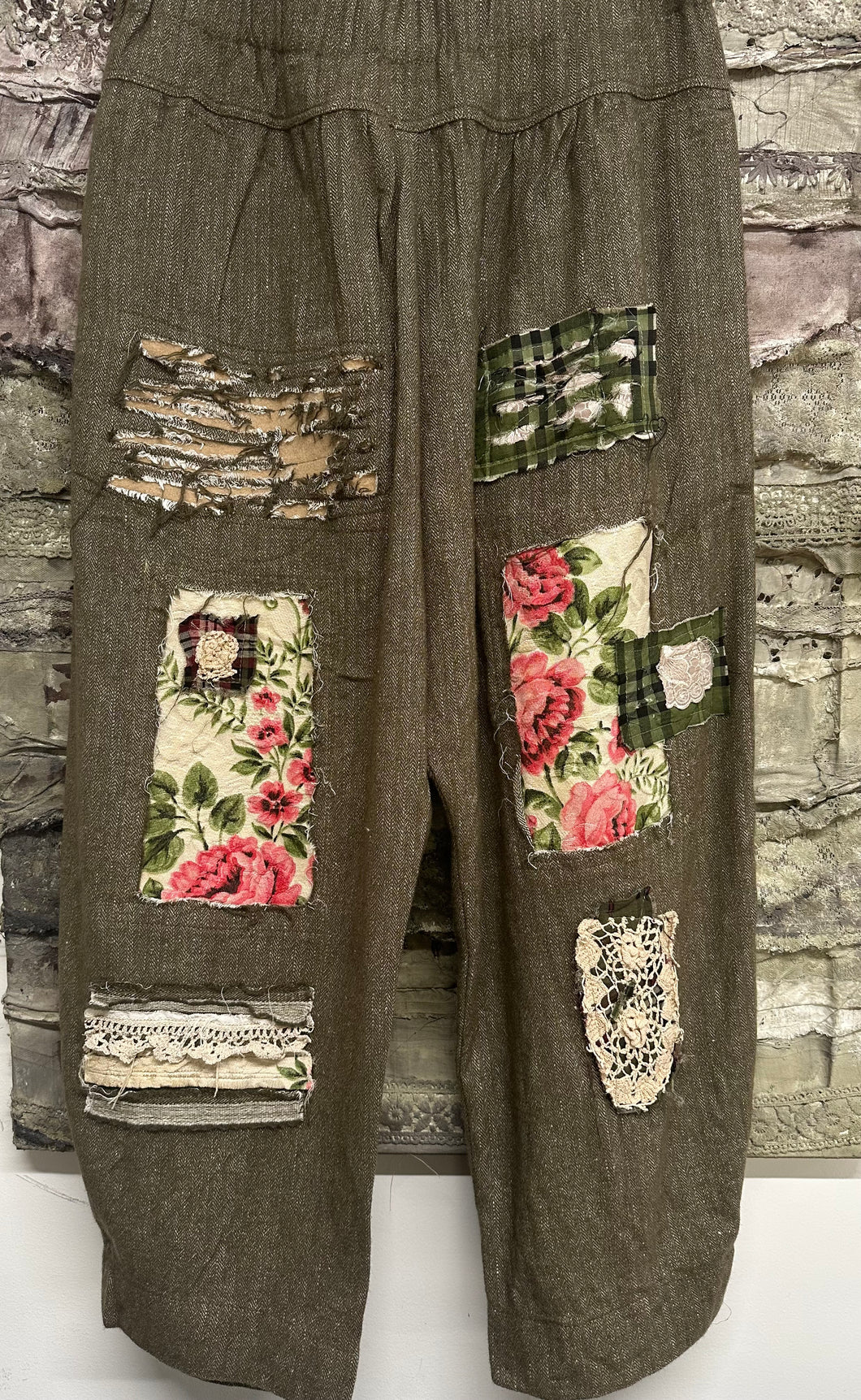 Wool Patch Pants - HERRINGBONE CHOCOLATE