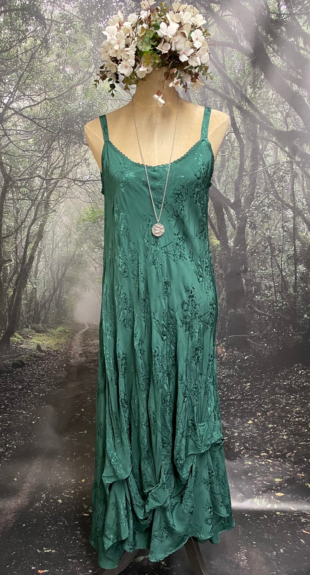 Emerald Romance slip dress
