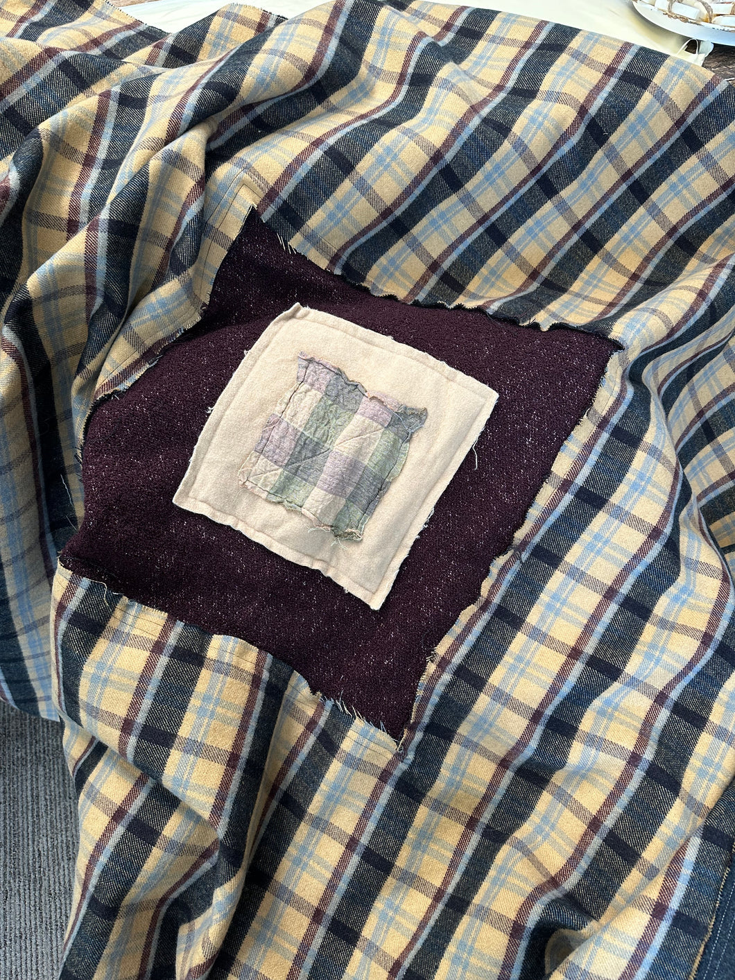 Wool Patch Blanket - PLAID GOLD