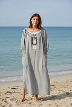 Load image into Gallery viewer, Prairie Peasant Dress - CHARCOAL GINGHAM
