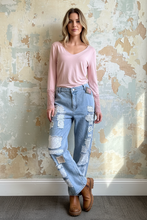 Load image into Gallery viewer, Patch Denims - PALE WASH

