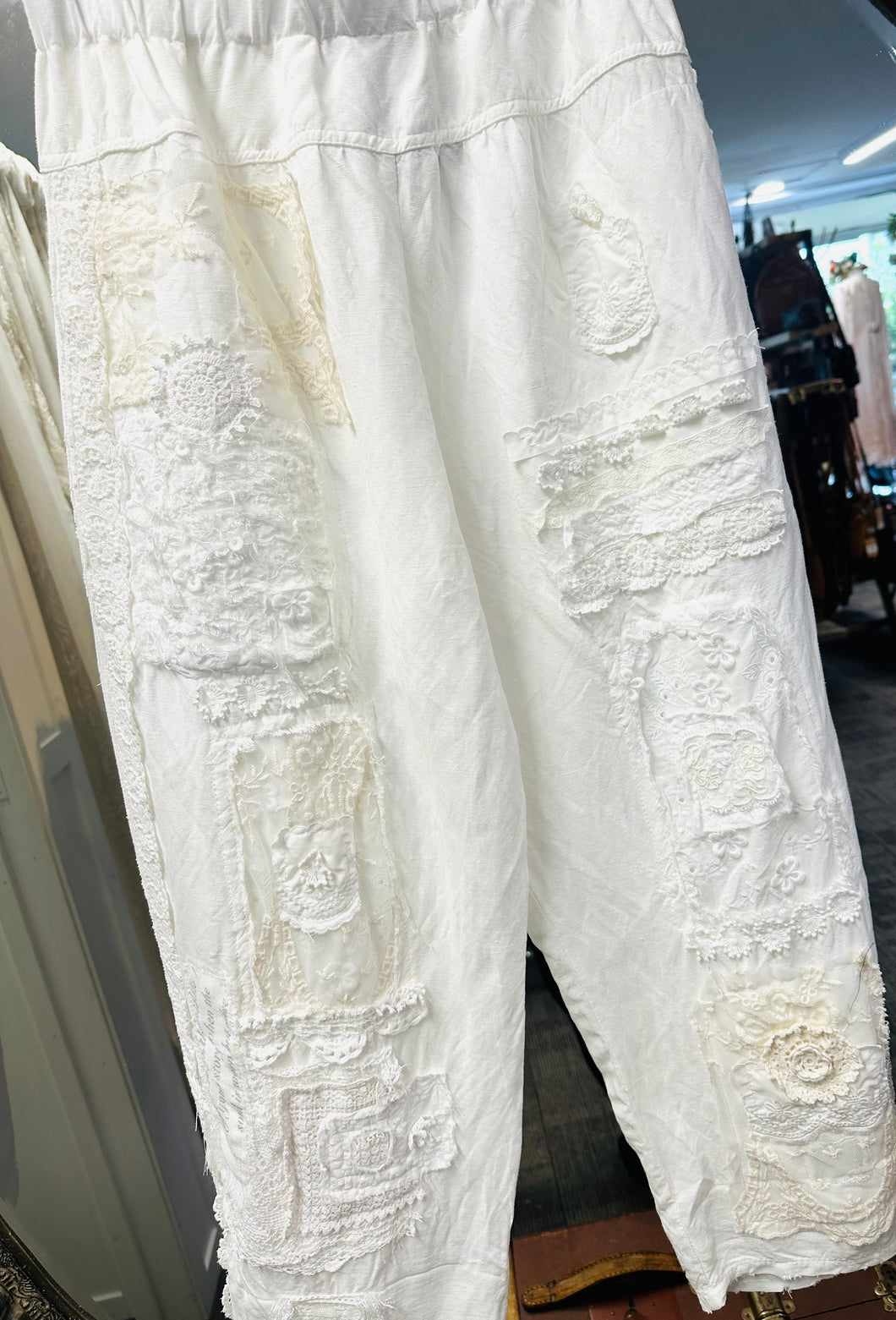 Patch Pants - WHITE LINEN