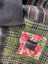 Load image into Gallery viewer, Wool patch Blanket - OLIVE CHECK
