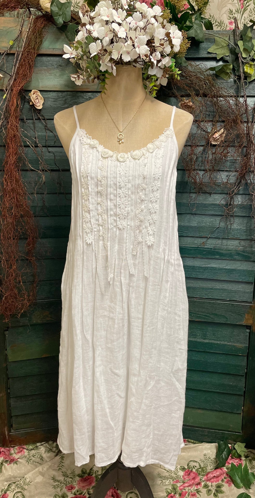 White linen Tullia dress