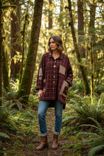 Load image into Gallery viewer, Boyfriend Shirt - PLUM CHECK BOUQUET
