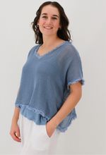 Load image into Gallery viewer, Sophia Mesh Tee - DENIM BLUE
