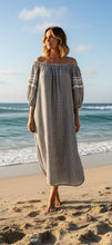 Load image into Gallery viewer, Prairie Peasant Dress - CHARCOAL GINGHAM
