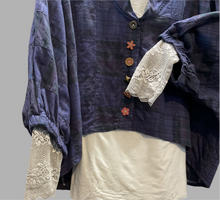 Load image into Gallery viewer, Long Sleeve T Shirt - French Lace Detail: BEIGE
