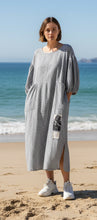 Load image into Gallery viewer, Prairie Peasant Dress - CHARCOAL GINGHAM
