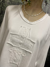Load image into Gallery viewer, White lace cross sweatshirt
