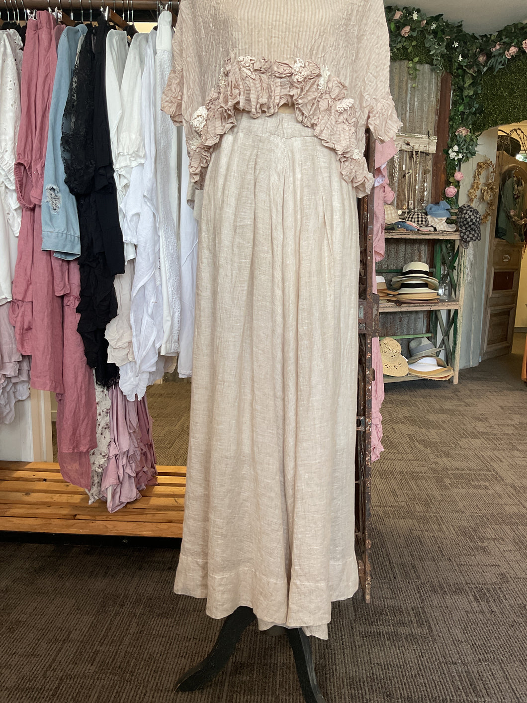 Palazzo pant - Natural linen gauze