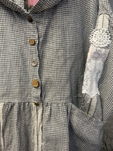 Load image into Gallery viewer, Prairie Shirt Dress - CHARCOAL GINGHAM

