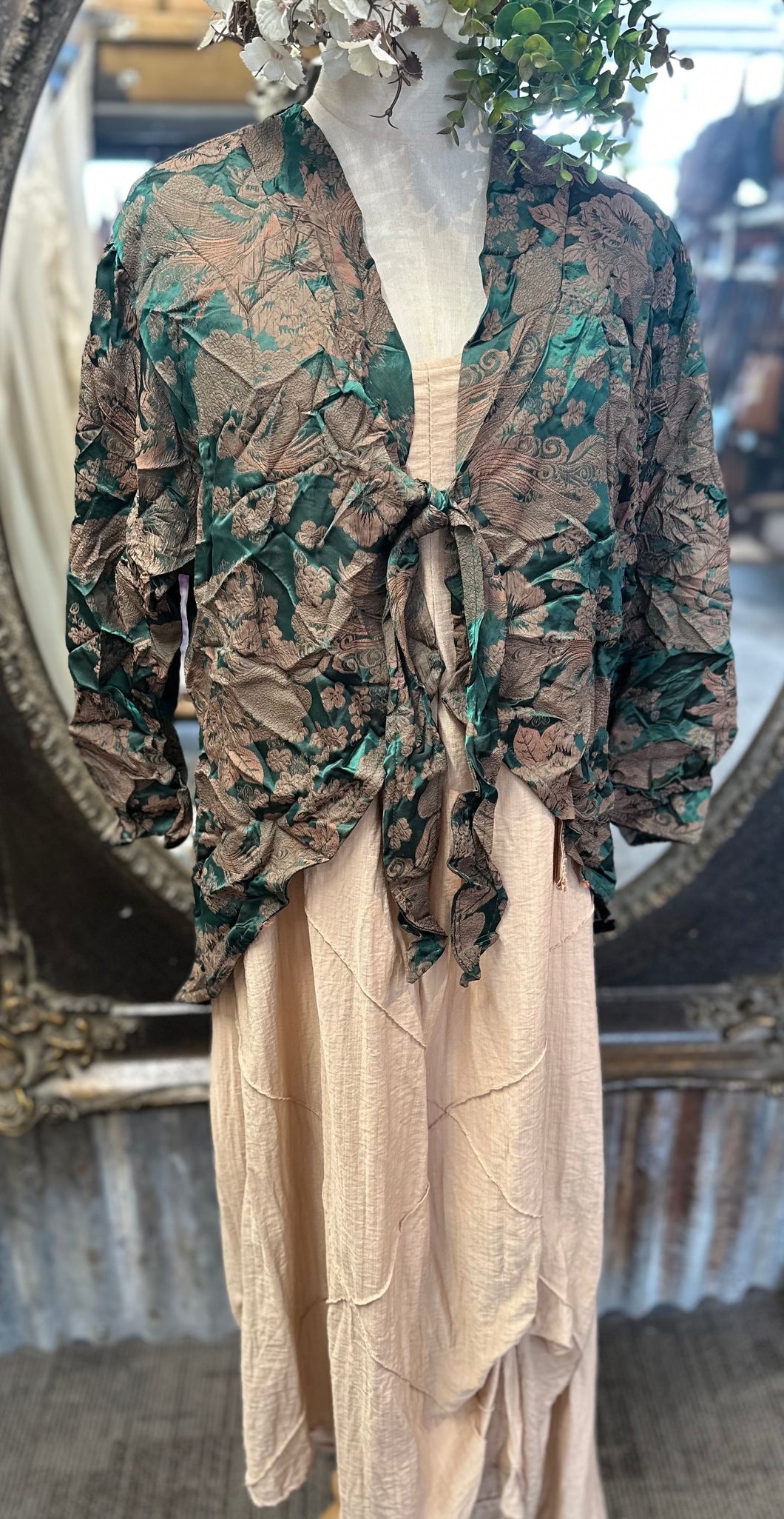 Front Tie Top - EMERALD/CHESTNUT