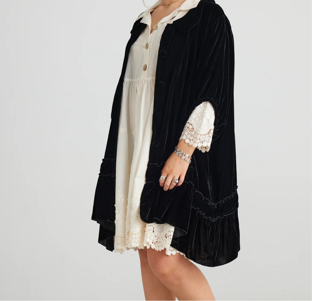Velvet Coat - BLACK - SALE!!