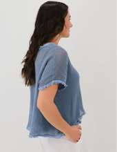 Load image into Gallery viewer, Sophia Mesh Tee - DENIM BLUE
