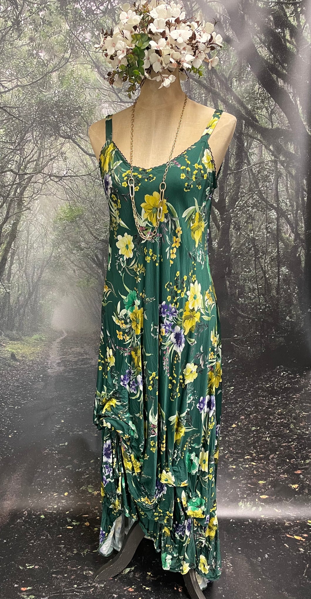 Emerald floral Slip dress