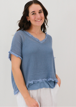 Load image into Gallery viewer, Sophia Mesh Tee - DENIM BLUE
