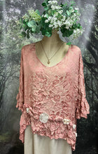 Load image into Gallery viewer, #5170 pink satin brocade roses top
