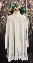 Load image into Gallery viewer, #5032 Blue cotton stretch long sleeve top with frill detail
