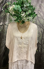 Load image into Gallery viewer, #5292 Cream satin brocade top with pretty lace detail
