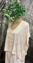 Load image into Gallery viewer, #5292 Cream satin brocade top with pretty lace detail
