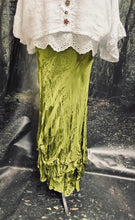 Load image into Gallery viewer, #5173 Green Satin Bias Cut Skirt
