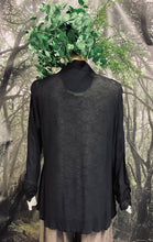 Load image into Gallery viewer, #5056 Black chiffon long sleeve top size small/medium
