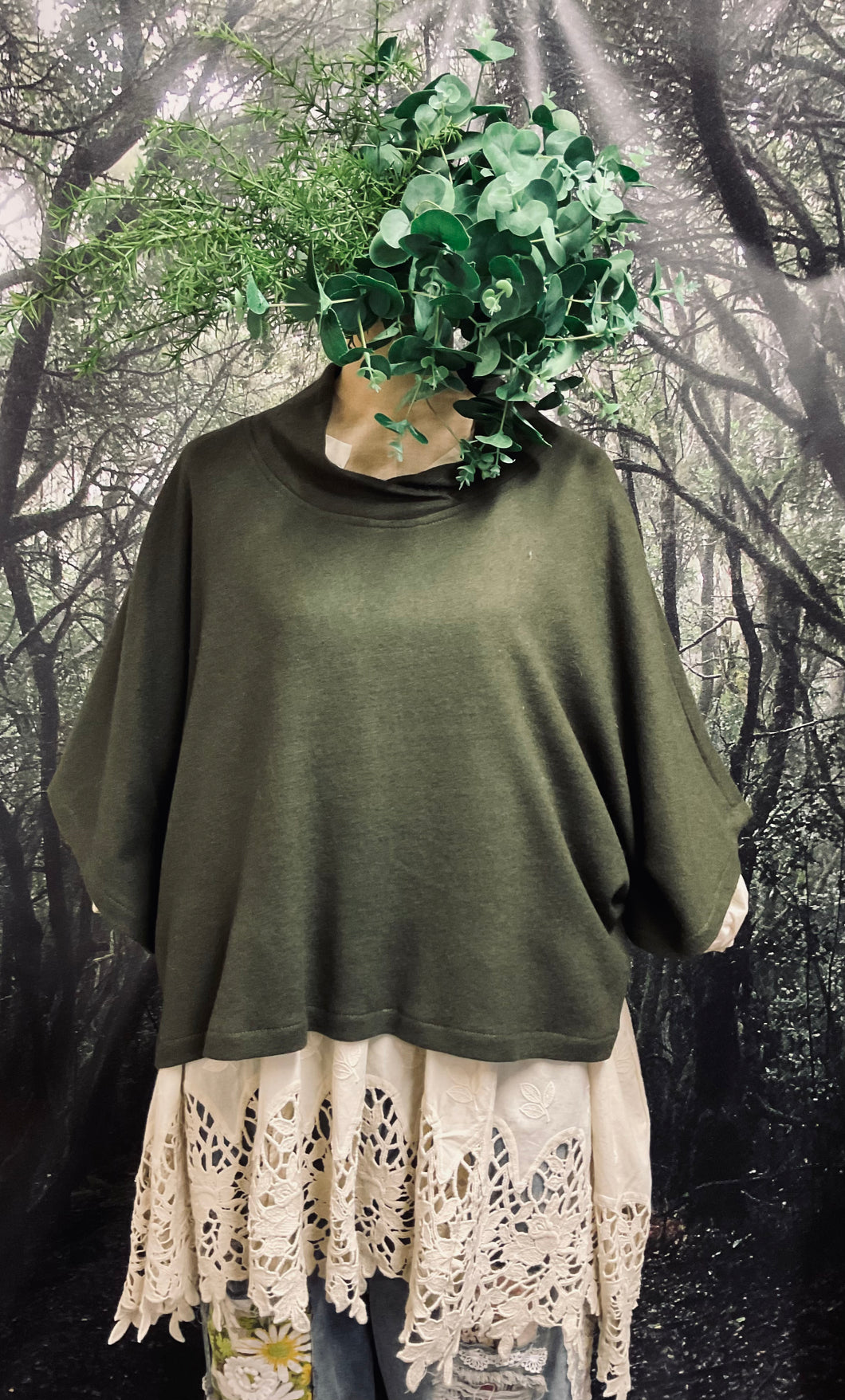 #5029 Khaki Merino Poncho