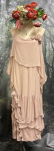 Load image into Gallery viewer, #5310 Soft pink chiffon drape dress with roses detail
