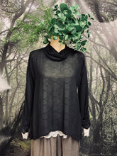 Load image into Gallery viewer, #5056 Black chiffon long sleeve top size small/medium
