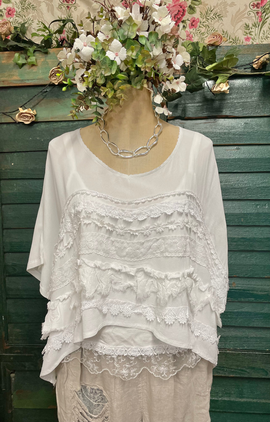 White lace detailed overtop