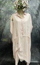 Load image into Gallery viewer, Pink linen overshirt dress
