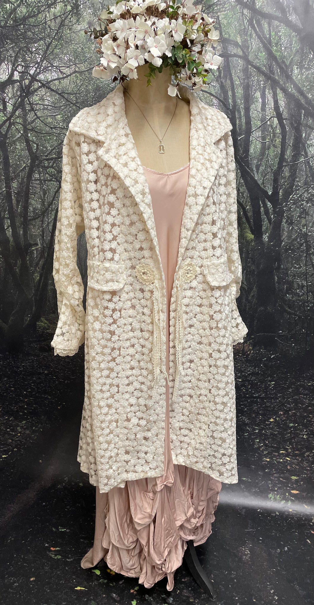 Cream organza lace Taya coat