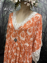 Load image into Gallery viewer, Tangerine and cream Violet dress
