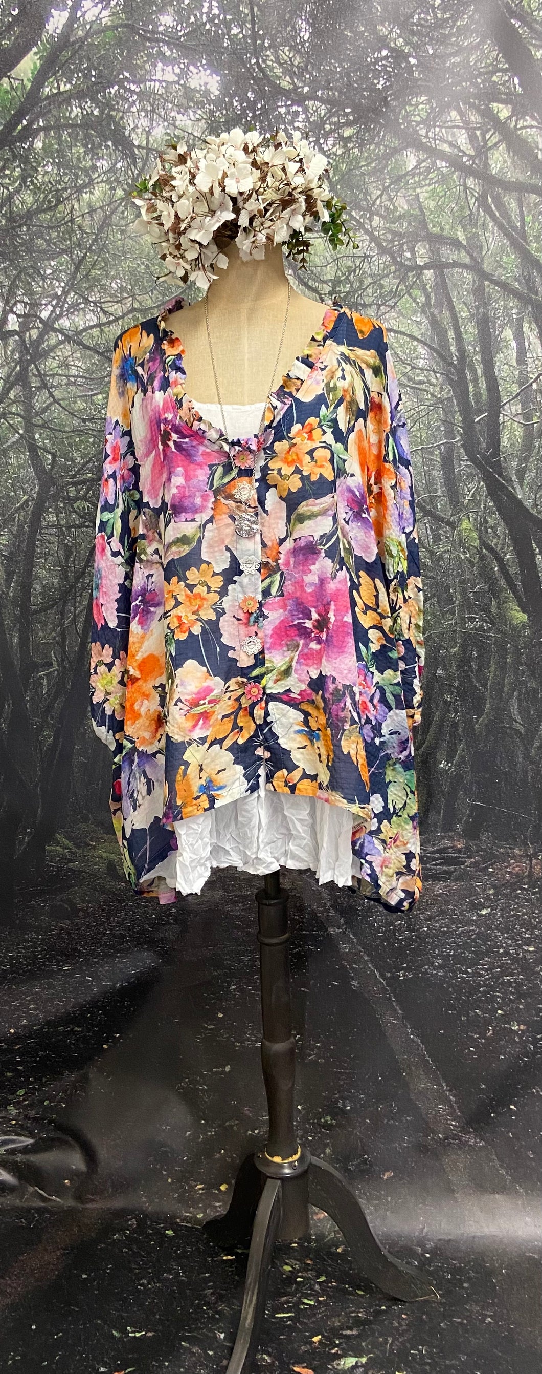 Floral light weight over sized shirt