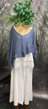 Load image into Gallery viewer, Denim blue crinkle cotton poncho
