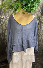 Load image into Gallery viewer, Denim blue crinkle cotton poncho
