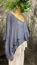 Load image into Gallery viewer, Denim blue crinkle cotton poncho
