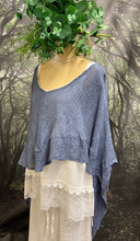 Load image into Gallery viewer, Denim blue crinkle cotton poncho
