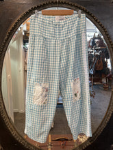 Load image into Gallery viewer, #5299 Blue gingham cotton pants with patchwork detail.
