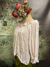 Load image into Gallery viewer, #5401 Blush crinkle chiffon roses blouse
