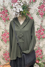 Load image into Gallery viewer, Olive merino hooded jumper
