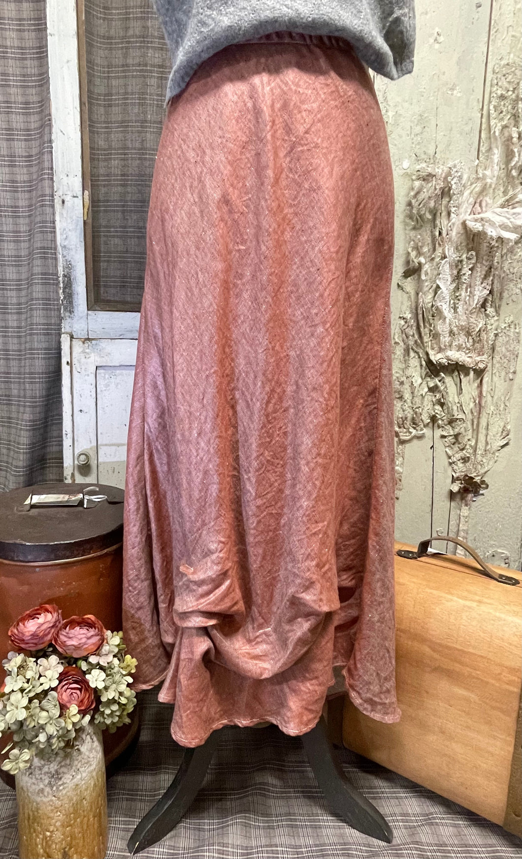 Copper French linen skirt