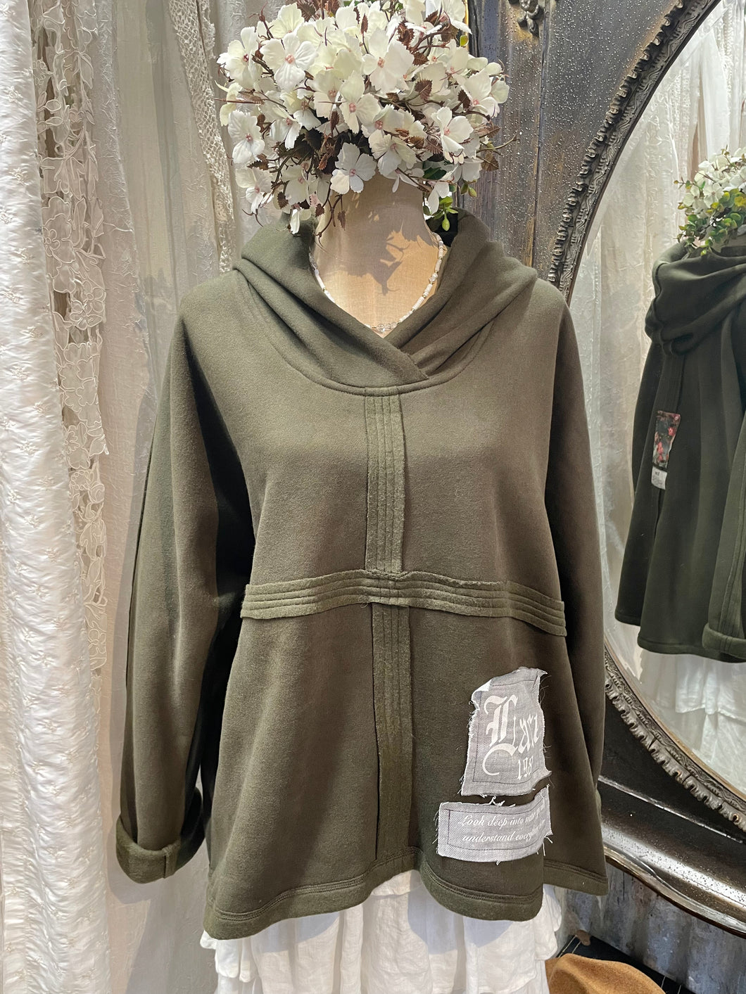 Olive Into Nature hooded sweatshirt
