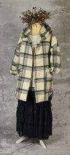 Load image into Gallery viewer, Fleece lined woollen jacket black, green, pink and vanilla check
